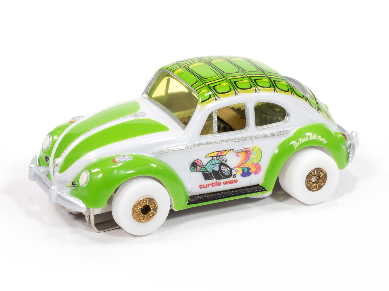 Auto World Thunderjet 1966 Volkswagen Beetle Turtle Wax (iWheels) HO Scale Slot Car