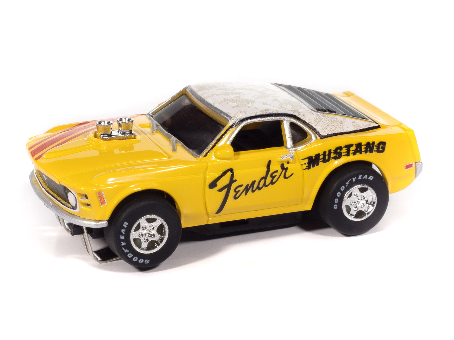 "PRE-ORDER" Auto World Super III 1970 BOSS Mustang Fender (Yellow) HO Scale Slot Car (DUE FEBRUARY 2026) - Auto World Store