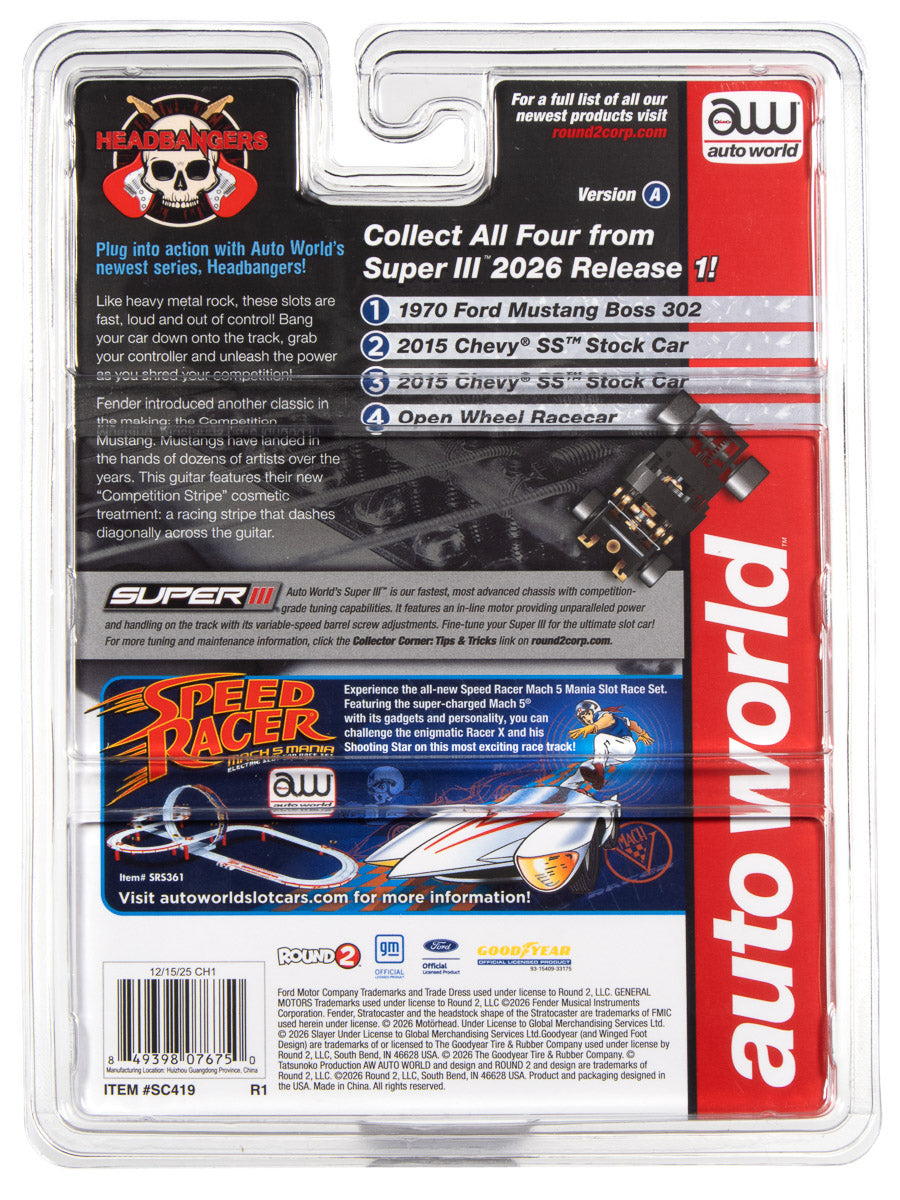 Auto World Super III 1970 BOSS Mustang Fender (Blue) HO Scale Slot Car - Auto World Store