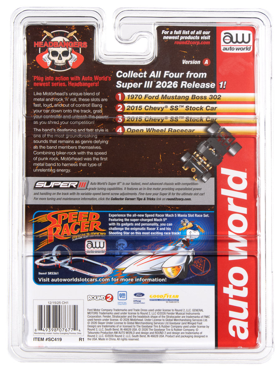 Auto World Super III 2015 Chevy SS Motorhead (White/Black) HO Scale Slot Car - Auto World Store