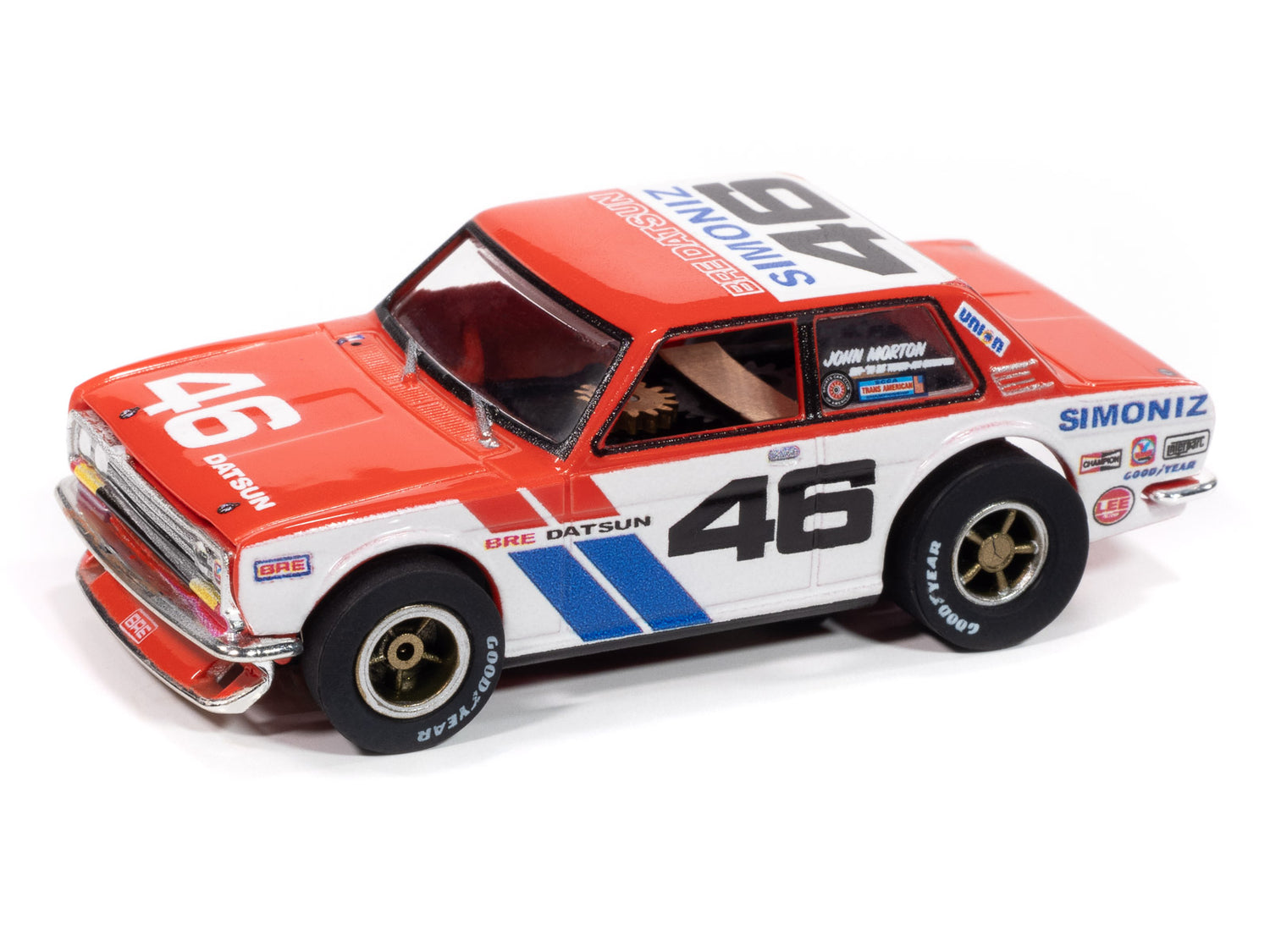 Auto World Xtraction 1972 BRE Datsun 510 #46 (Red, White & Blue) HO Scale Slot Car
