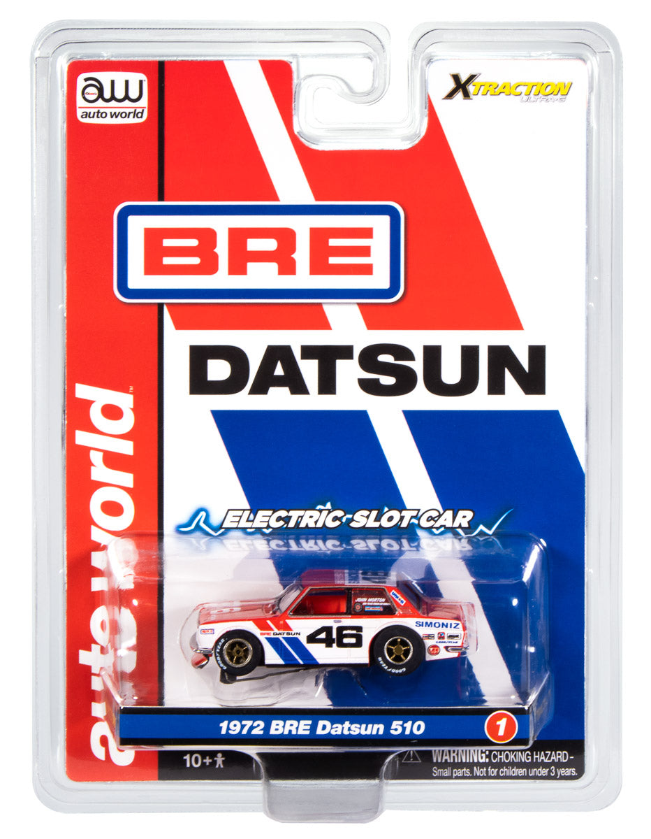 Auto World Xtraction 1972 BRE Datsun 510 #46 (Red, White & Blue) HO Scale Slot Car