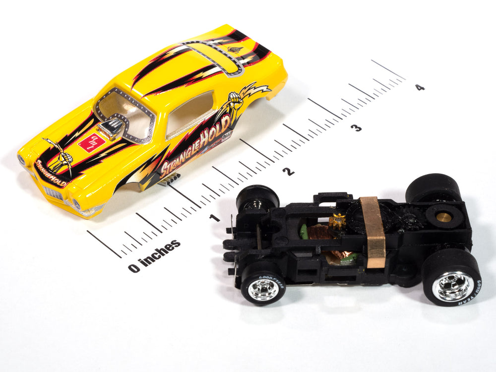 Auto World 4Gear 1970 Chevy Camaro Stranglehold FC (Yellow, Red & Black) HO Scale Slot Car