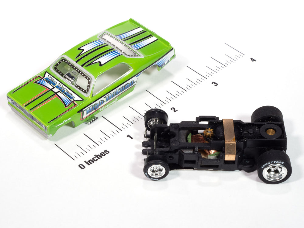 Auto World 4Gear 1972 Plymouth Duster High Octane FC (Green, Blue, White, Black & Red) HO Scale Slot Car