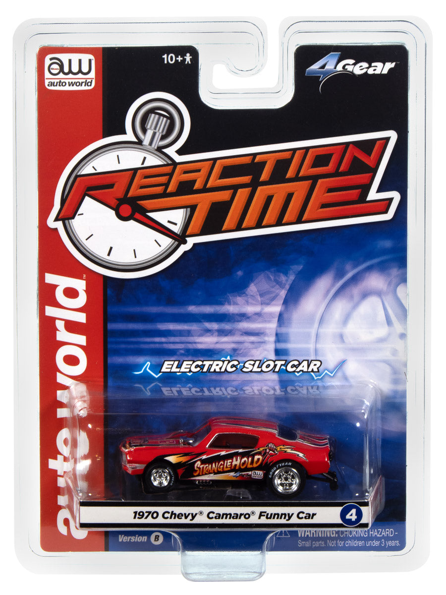 Auto World 4Gear 1970 Chevy Camaro Stranglehold FC (Red, Black, & Yellow) HO Scale Slot Car