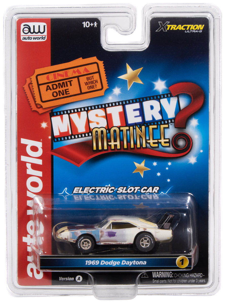 "PRE-ORDER" Auto World Xtraction 1969 Dodge Daytona Mystery Matinee (Yellow & Blue) HO Scale Slot Car (DUE MARCH 2026) - Auto World Store