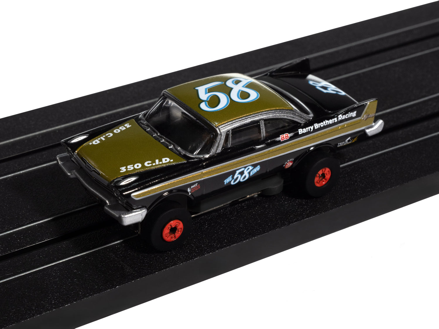 Auto World Thunderjet 1958 Plymouth Fury (Flat Black & Gold) HO Scale Slot Car