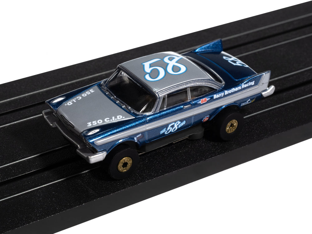 Auto World Thunderjet 1958 Plymouth Fury (Metallic Blue & Silver) HO Scale Slot Car