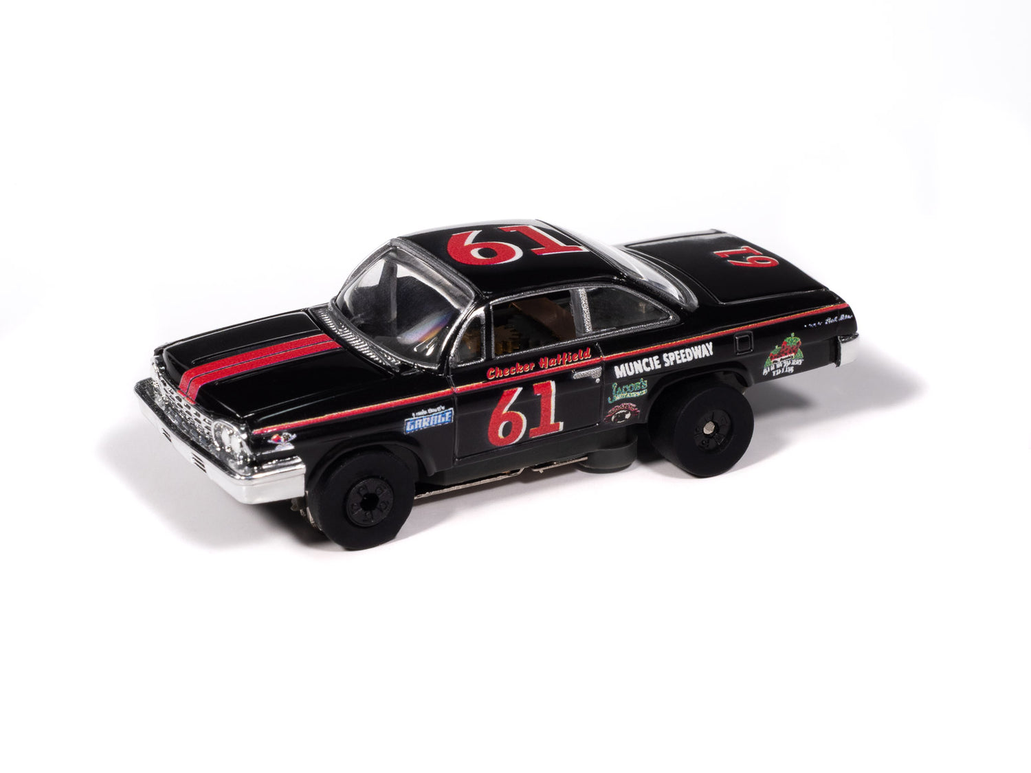 Auto World Thunderjet 1962 Chevrolet Bel Air (Black & Red) HO Scale Slot Car