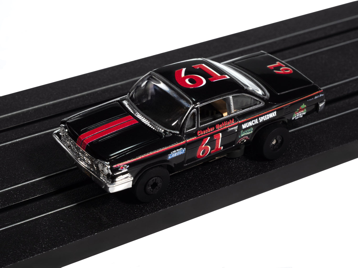 Auto World Thunderjet 1962 Chevrolet Bel Air (Black & Red) HO Scale Slot Car
