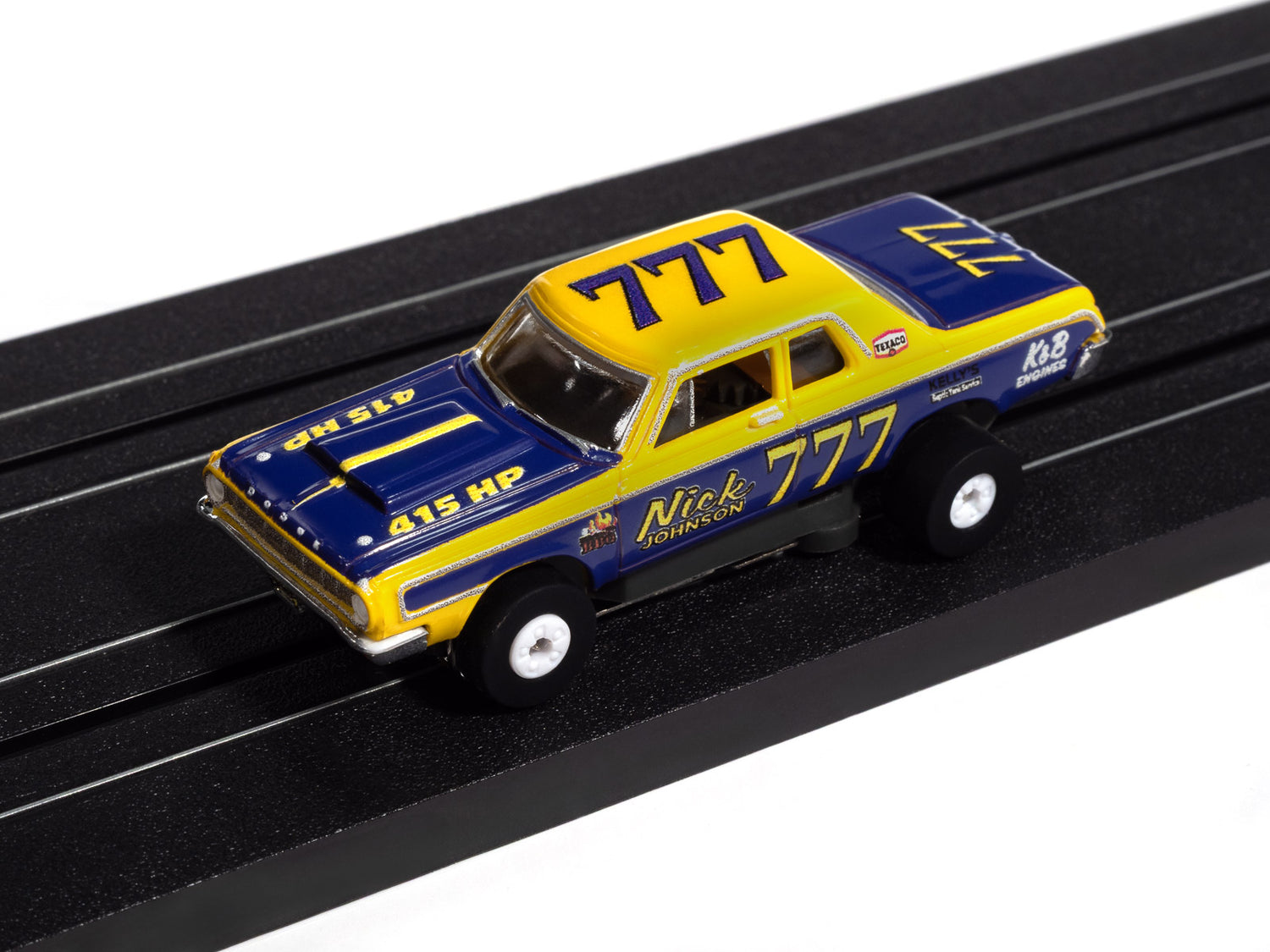 Auto World Thunderjet 1964 Dodge 330 Pro Stock (Yellow & Purple) HO Scale Slot Car