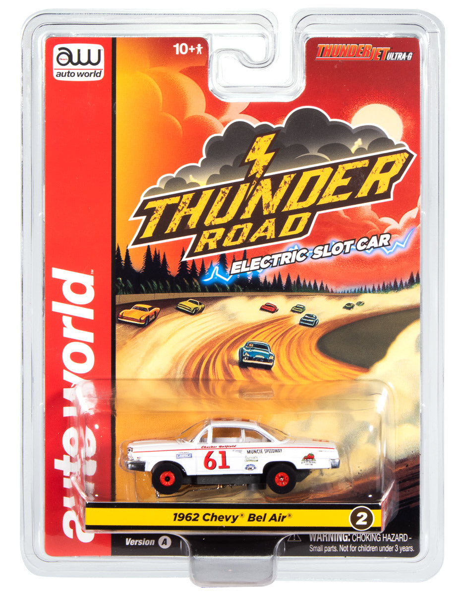 Auto World Thunderjet 1962 Chevrolet Bel Air (White & Red) HO Scale Slot Car