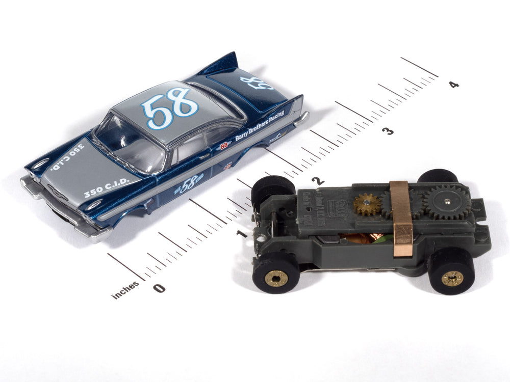 Auto World Thunderjet 1958 Plymouth Fury (Metallic Blue & Silver) HO Scale Slot Car