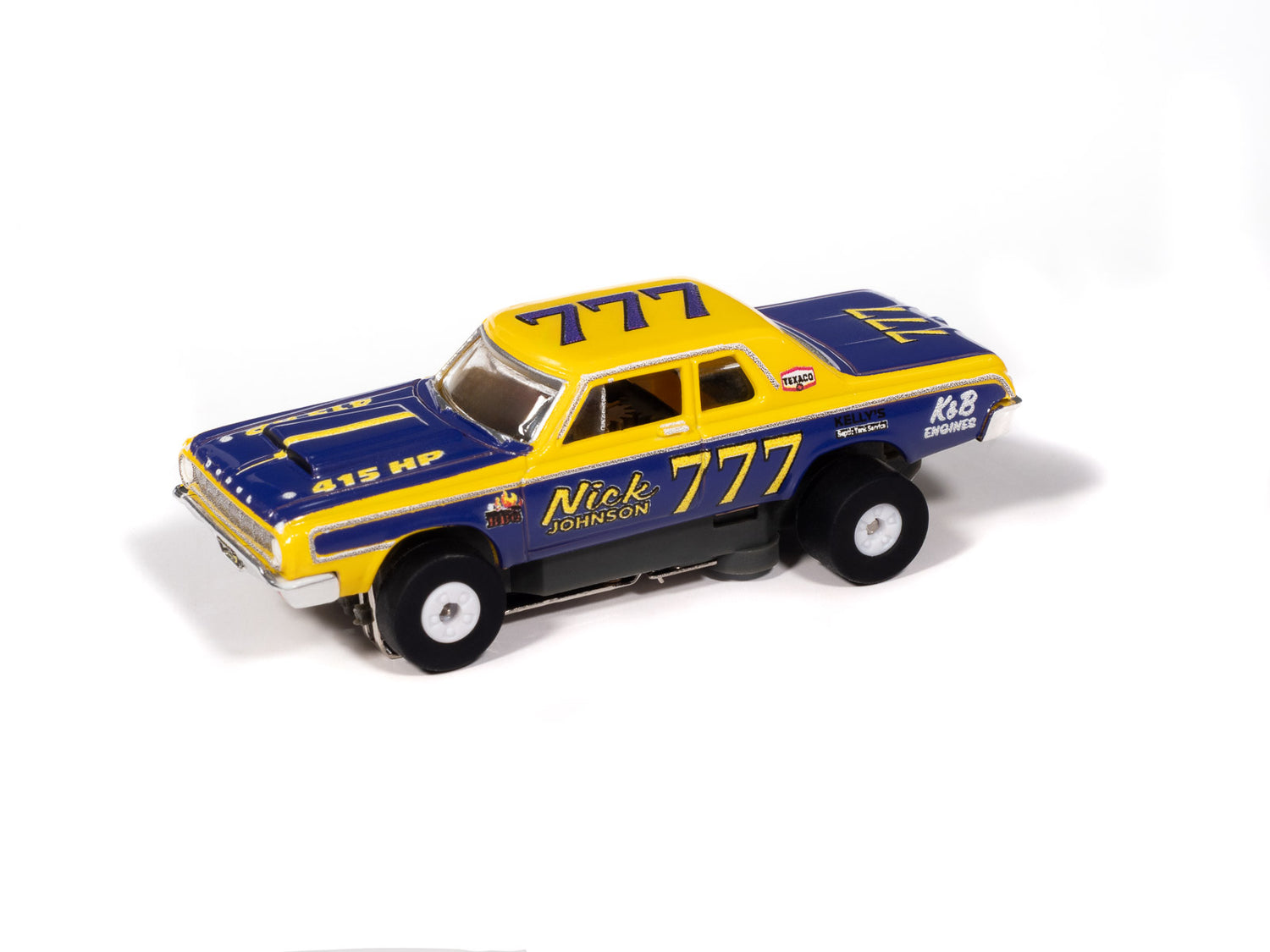 Auto World Thunderjet 1964 Dodge 330 Pro Stock (Yellow & Purple) HO Scale Slot Car