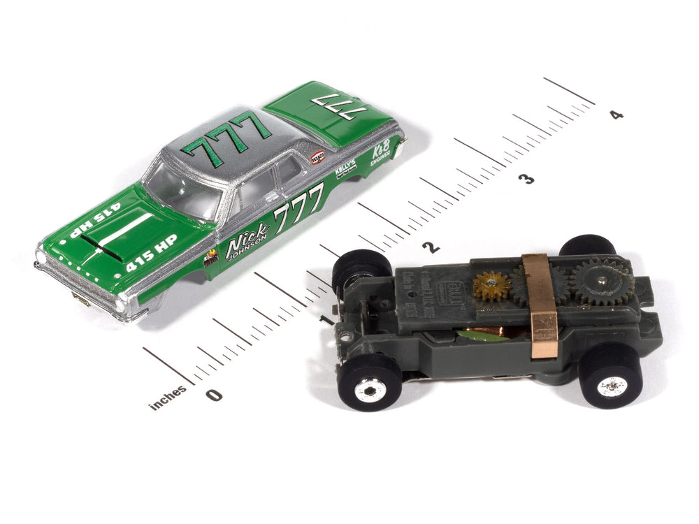 Auto World Thunderjet 1964 Dodge 330 Pro Stock (Green & Silver) HO Scale Slot Car