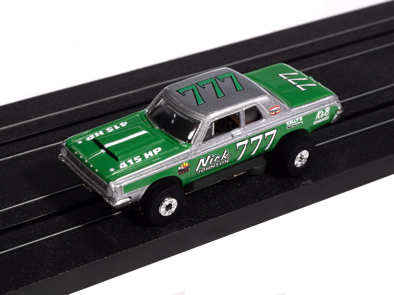 Auto World Thunderjet 1964 Dodge 330 Pro Stock (Green & Silver) HO Scale Slot Car