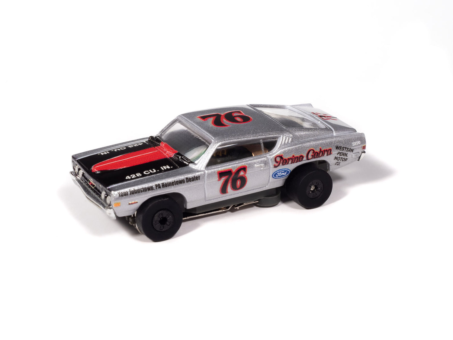 Auto World Thunderjet 1968 Ford Torino (Silver, Black & Red) HO Scale Slot Car