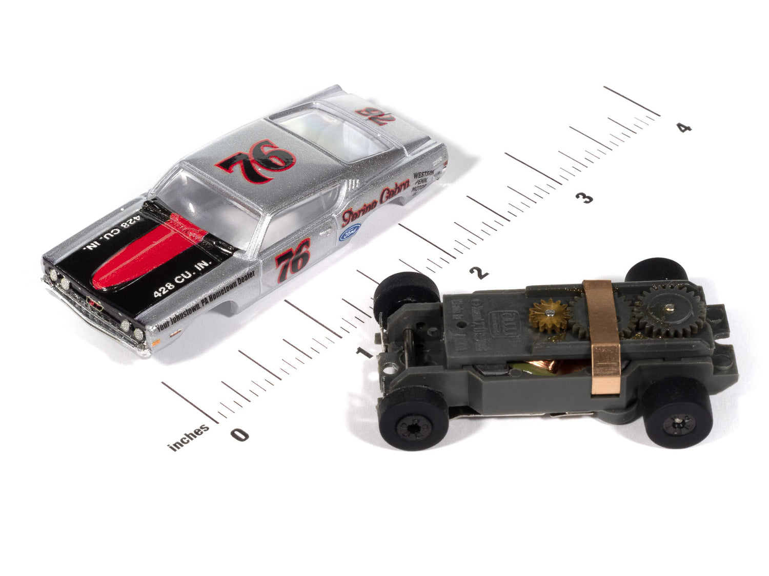 Auto World Thunderjet 1968 Ford Torino (Silver, Black & Red) HO Scale Slot Car