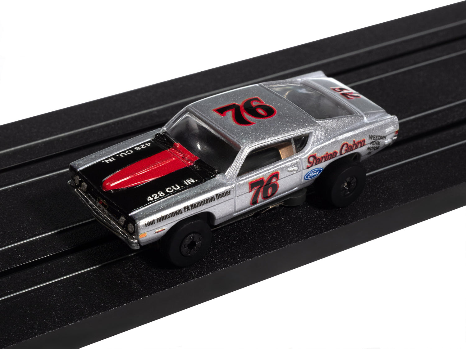 Auto World Thunderjet 1968 Ford Torino (Silver, Black & Red) HO Scale Slot Car