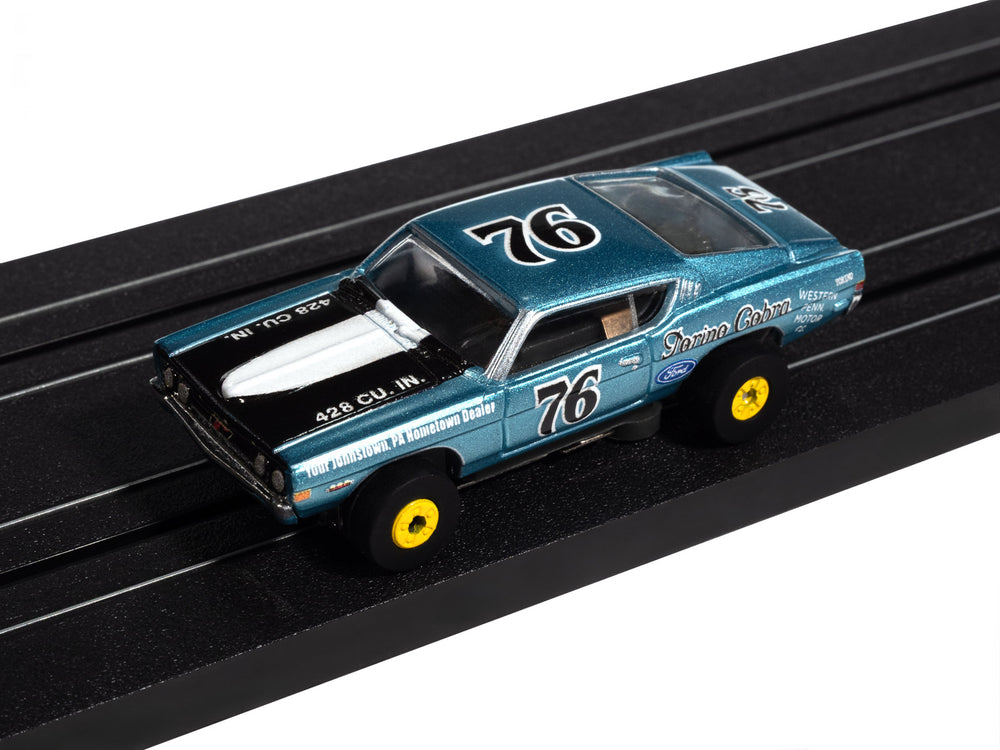 Auto World Thunderjet 1968 Ford Torino (Teal, Black, & White) HO Scale Slot Car