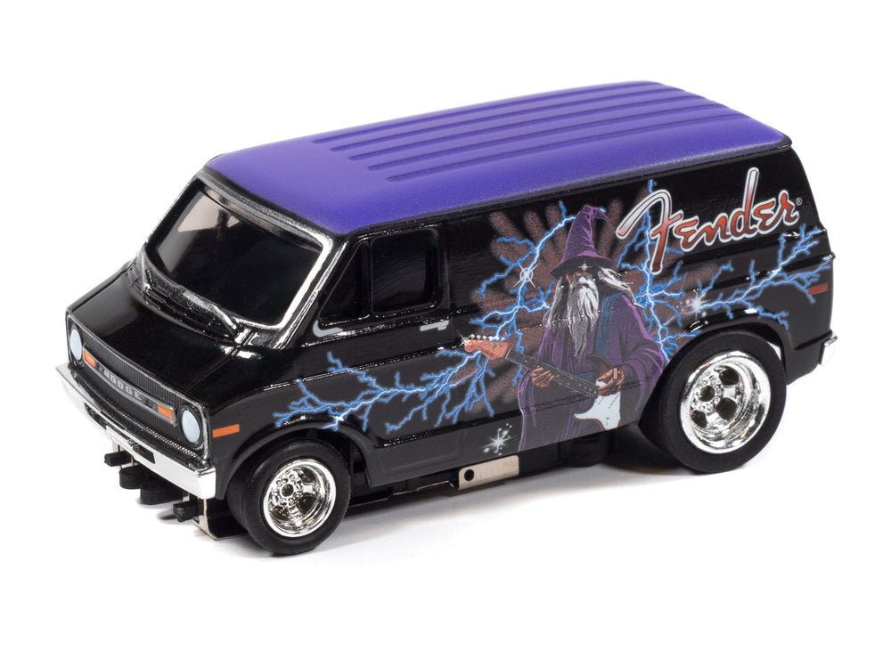 "PRE-ORDER" Auto World 4Gear 4Gear 1973 Dodge Van Fender Version A (Black & Purple w/Wizard Graphics) HO Scale Slot Car (DUE OCTOBER 2026)
