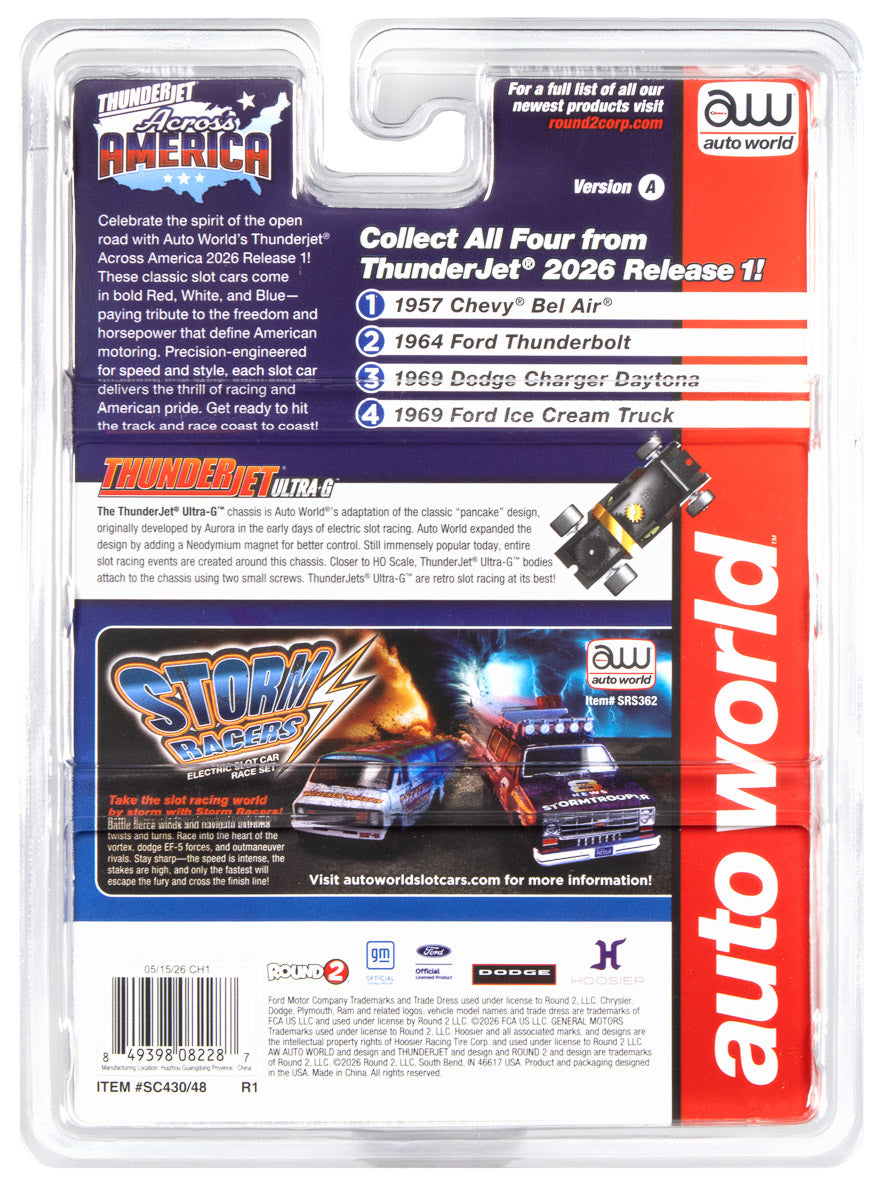 Auto World Thunderjet Ice Cream Truck Version A (White, Red & Blue) HO Scale Slot Car