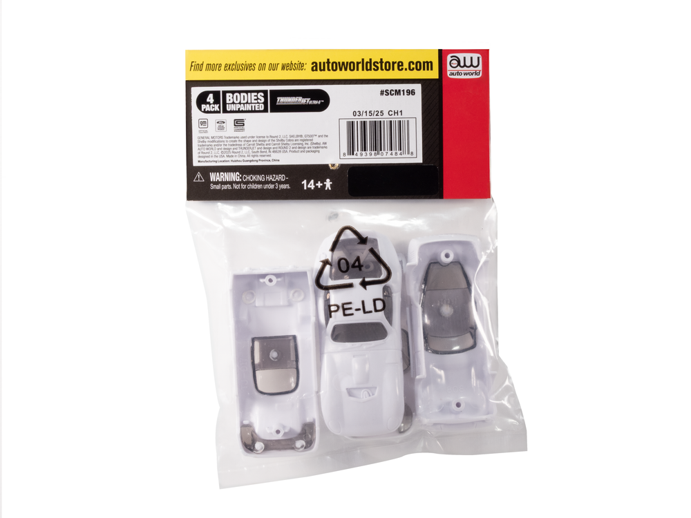 Auto World Thunderjet '66 Chaparral, '64 Corvette, '65 Shelby Cobra, '66 Ford GT HO Scale Unpainted Bodies (4-pack)