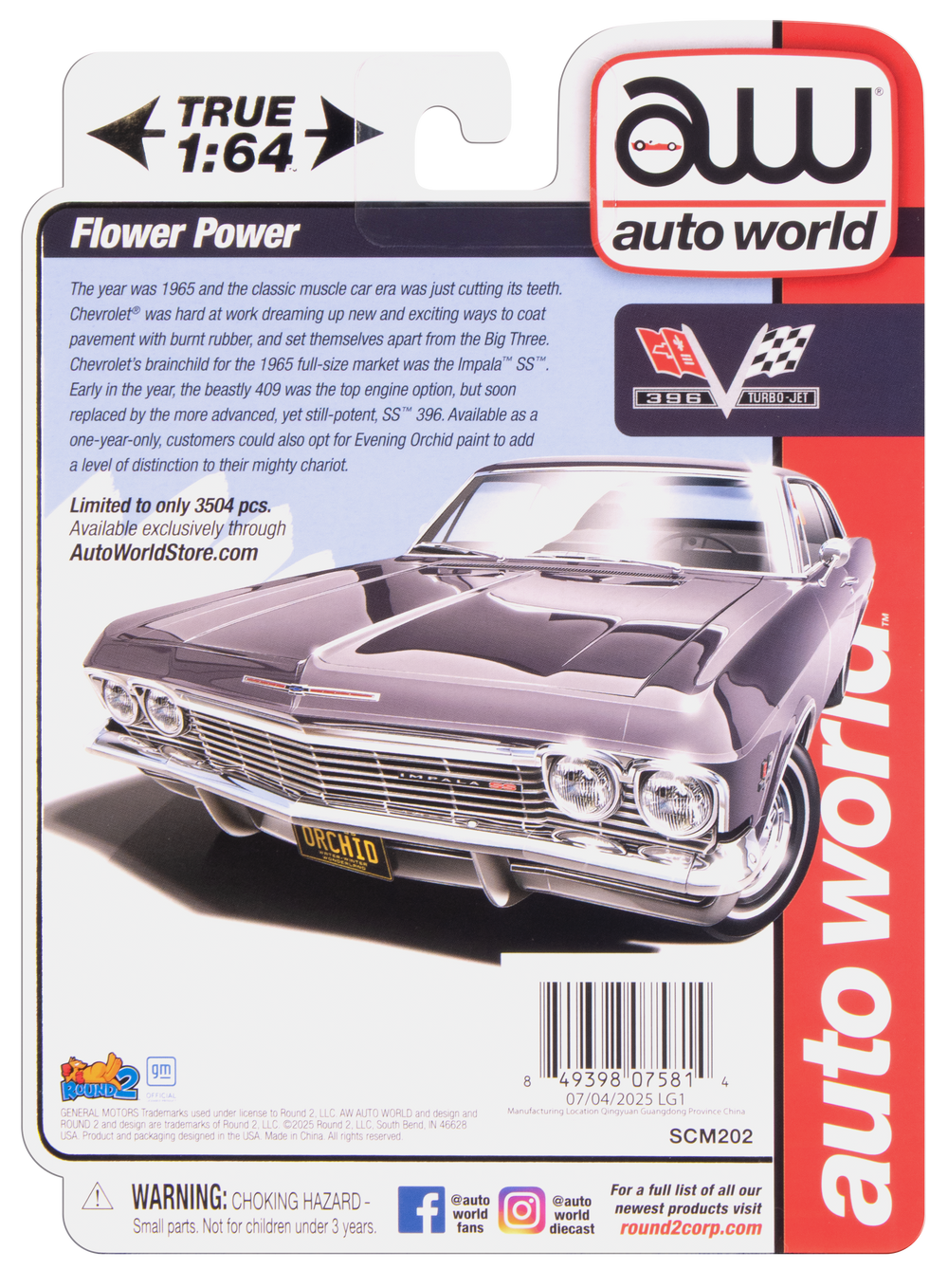 Auto World 1965 Chevy Impala SS 396 (Evening Orchid Poly) (AW Exclusive) 1:64 Diecast