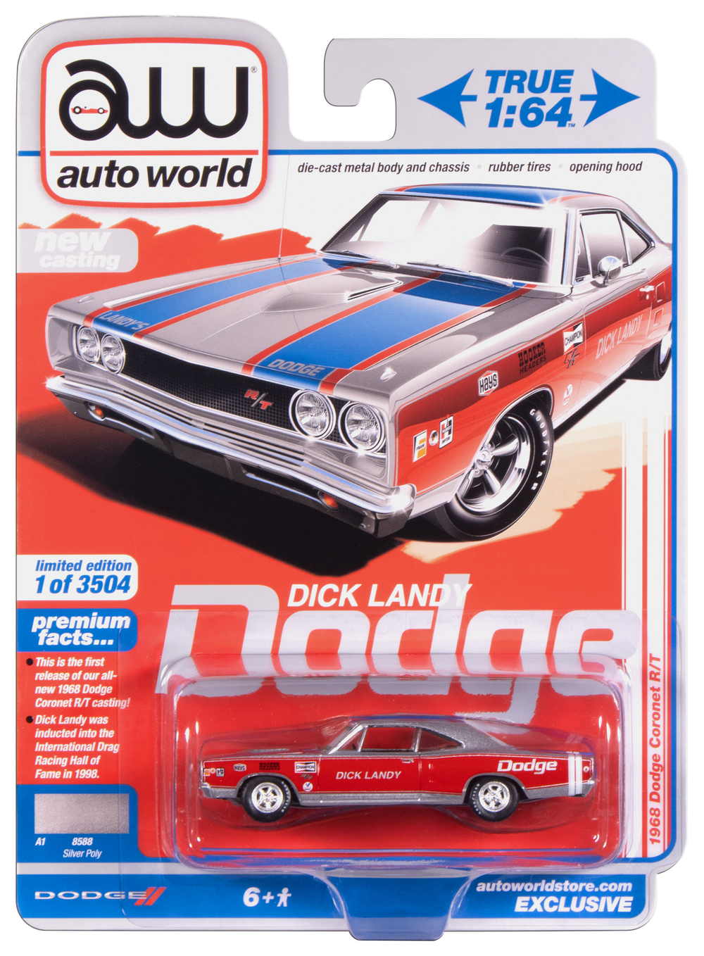 Auto World 1968 Dodge Coronet R/T (Dick Landy) (AW Exclusive) 1:64 Diecast