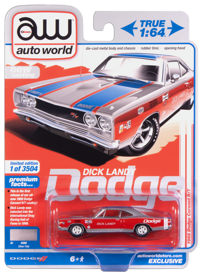 Auto World 1968 Dodge Coronet R/T (Dick Landy) (AW Exclusive) 1:64 Diecast