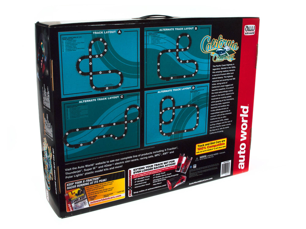 Auto World 14' California Cruising "The Pacific Coast Highway" Slot Race Set HO Scale