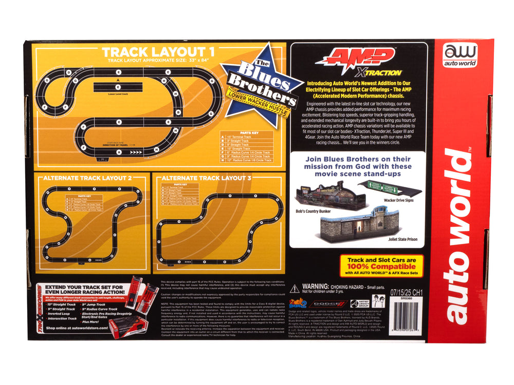 Auto World 18' Blues Brothers Lower Wacker Hustle Slot Race Set HO Scale