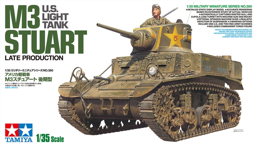 Tamiya US M3 Stuart Late Production Light Tank 1/35 Scale Model Kit