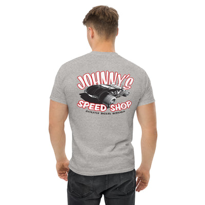 JOHNNY LIGHTNING "SPEED SHOP" LOGO PRINTED T-SHIRT (FRONT AND BACK)