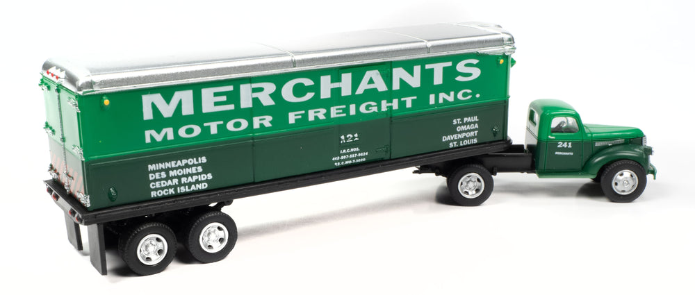Classic Metal Works 1941 - 1946 Chevy Semi/Trailer Set Merchants Motor Freight INC 1:87 HO Scale