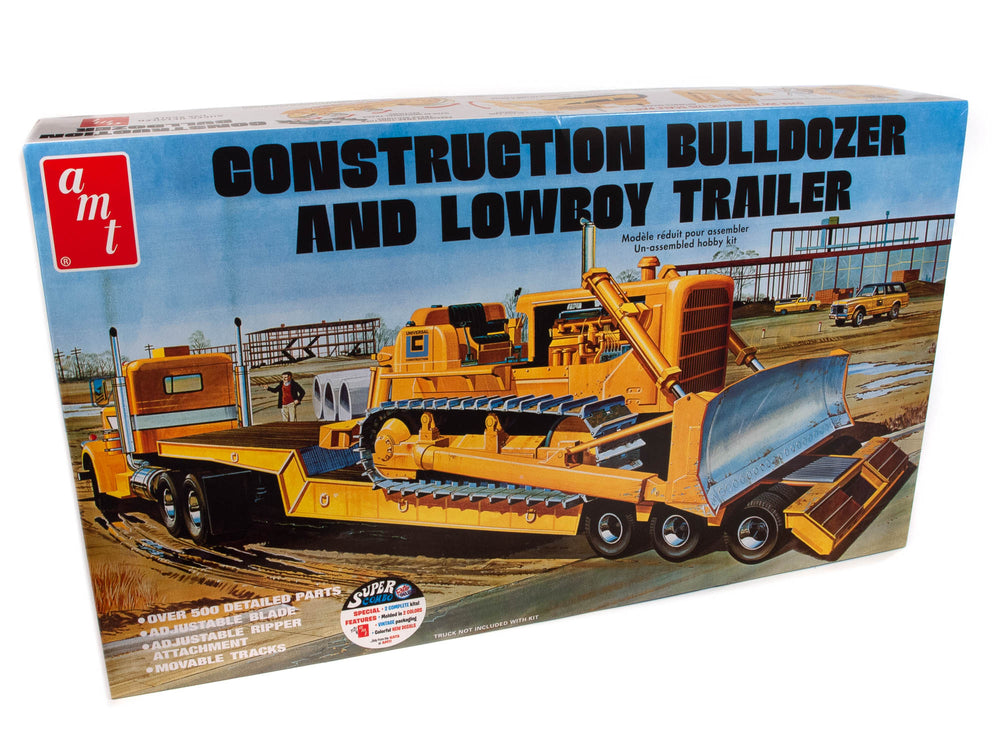 AMT Lowboy Trailer & Bulldozer Combo 1:25 Scale Model Kit