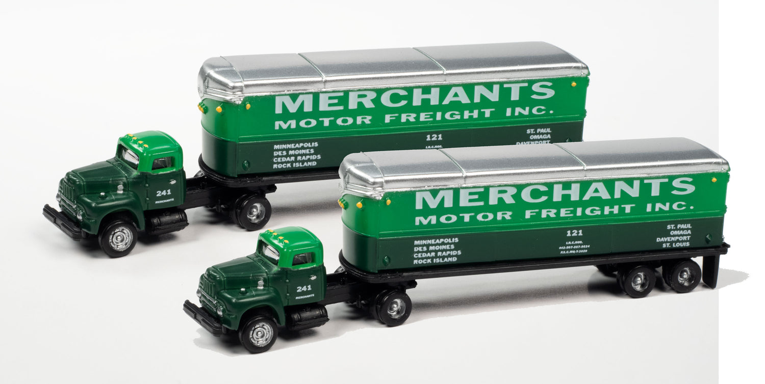 Classic Metal Works 1954 IH R-190 Semi/Trailer Set Merchants Motor Freight INC (2-Pack) 1:160 N Scale