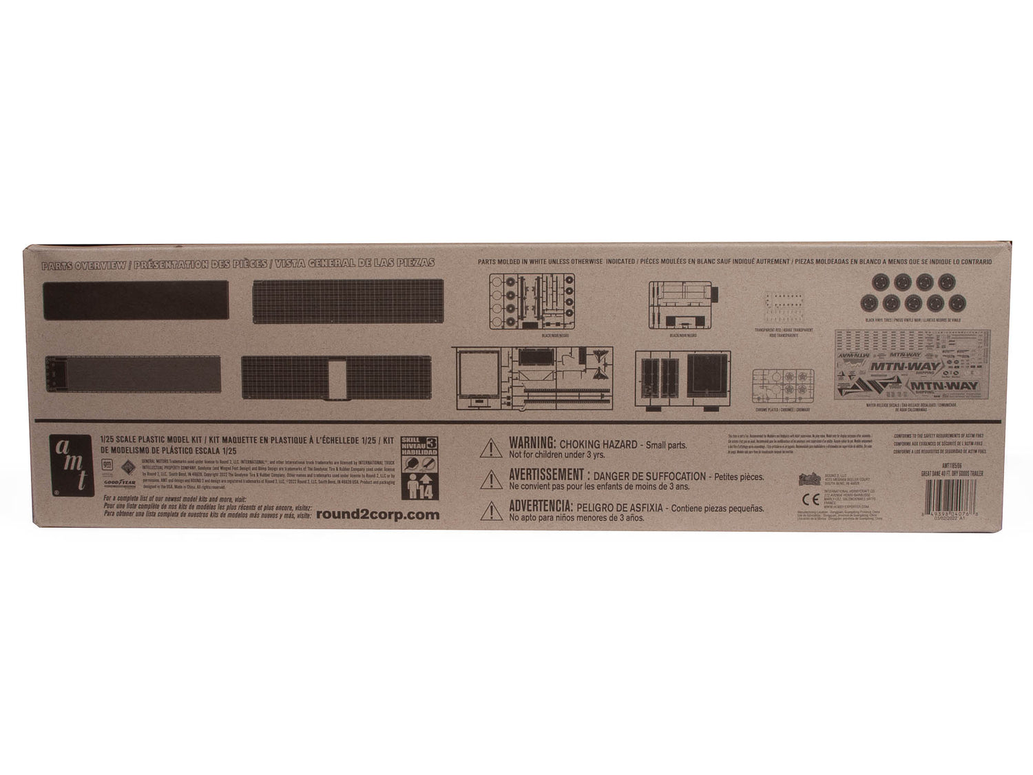 AMT Great Dane Dry Goods Semi Trailer 1:25 Scale Model Kit parts overview