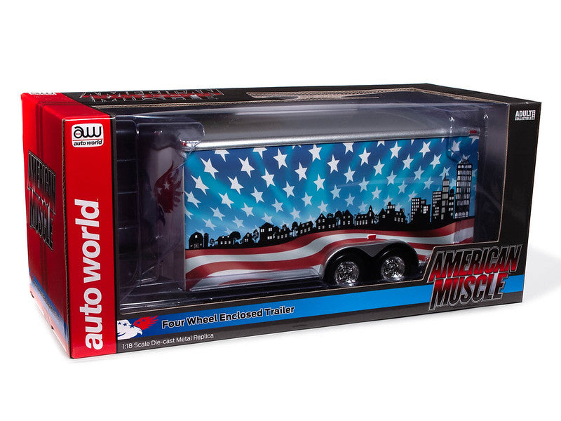 American Muscle Enclosed Trailer (Patriotic Brave & Bold) 1:18 Scale Diecast