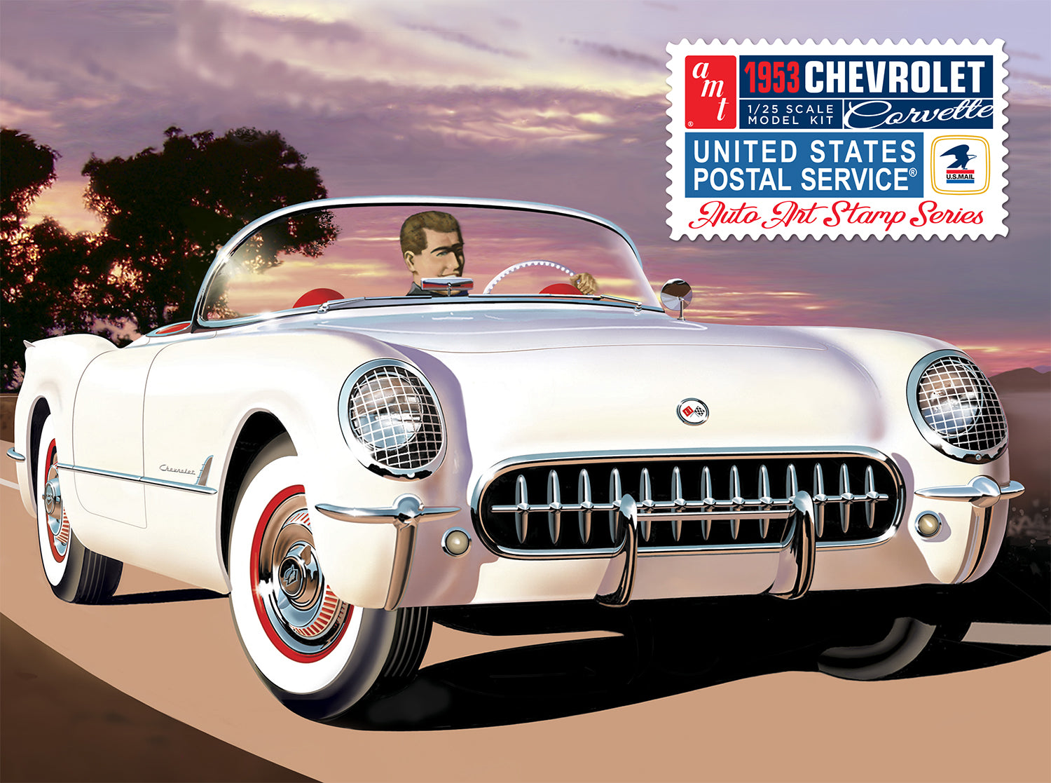 AMT 1953 Chevy Corvette (USPS Stamp Series) 1:25 Scale Model Kit