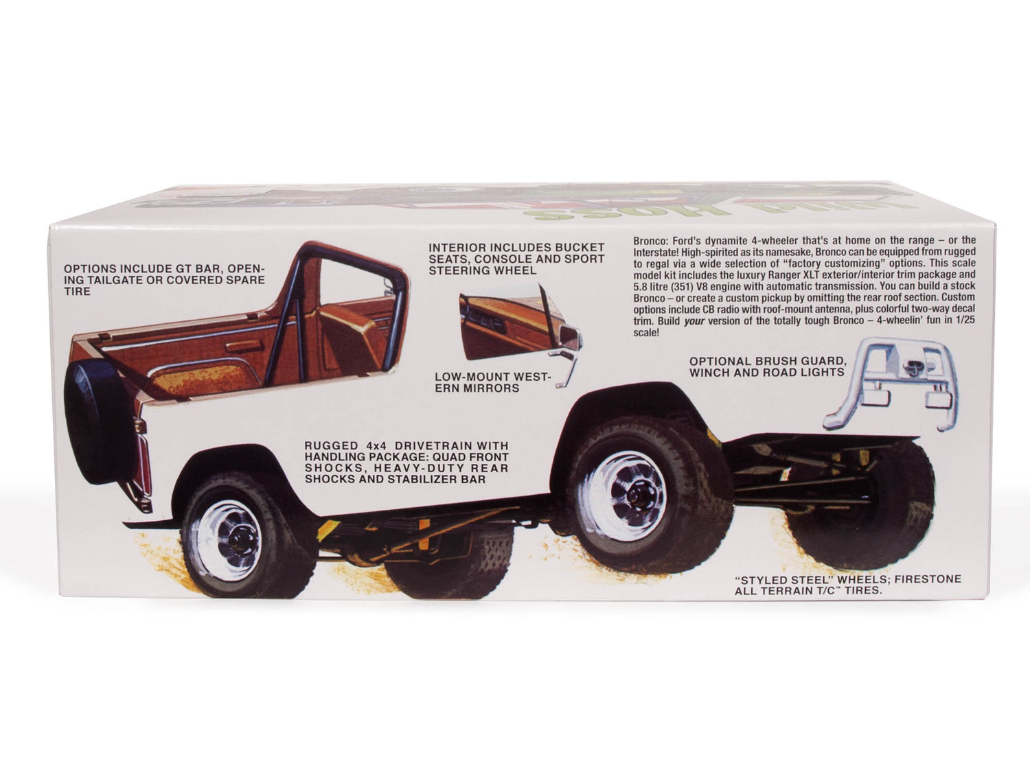 AMT 1978 Ford Bronco "Wild Hoss" 1:25 Scale Model Kit features