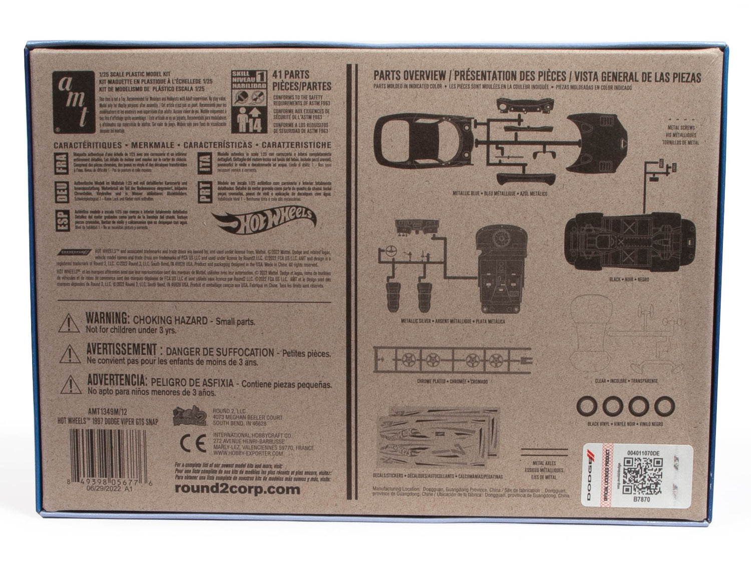 AMT Hot Wheels 1997 Dodge Viper GTS Snap 1:25 Scale Model Kit