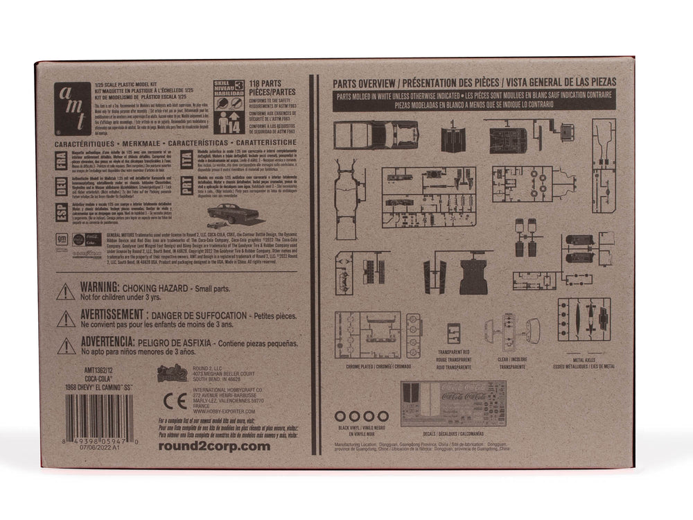 AMT 1968 Chevy El Camino SS (Coca-Cola) 1:25 Scale Model Kit parts overview
