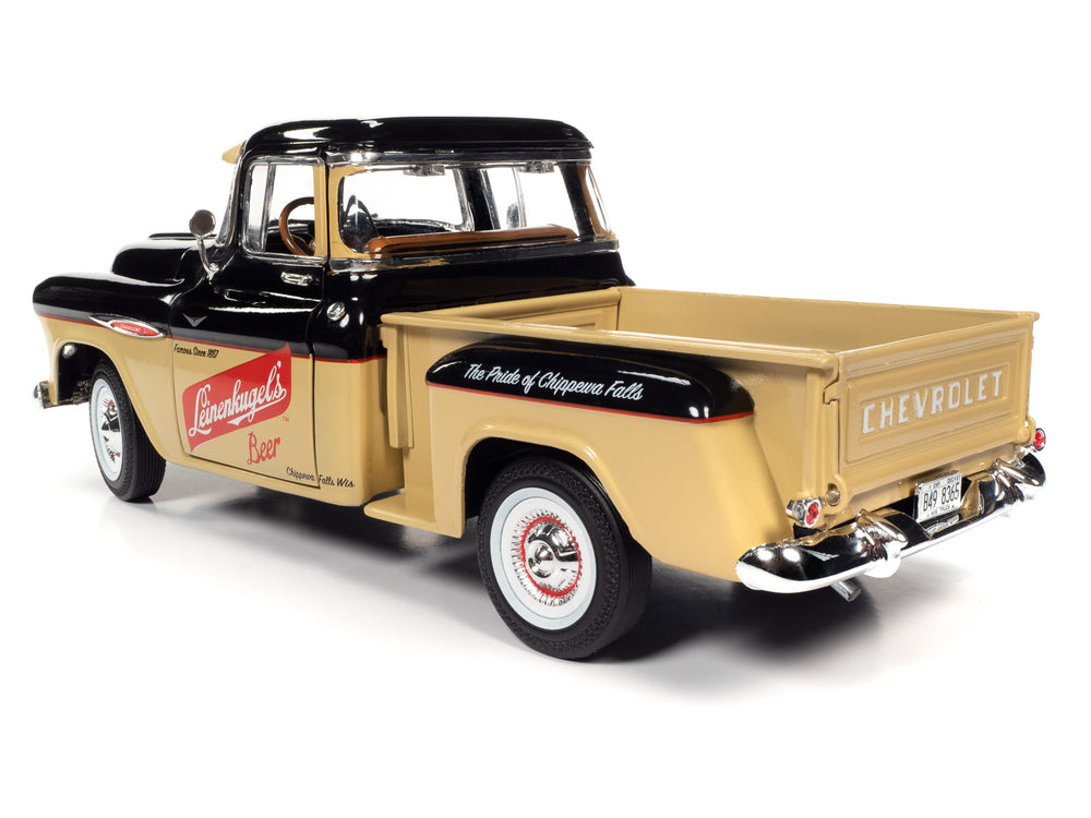 Auto World 1957 Chevrolet 3100 Stepside Pickup Truck Leinenkugel's 1:18 Scale Diecast