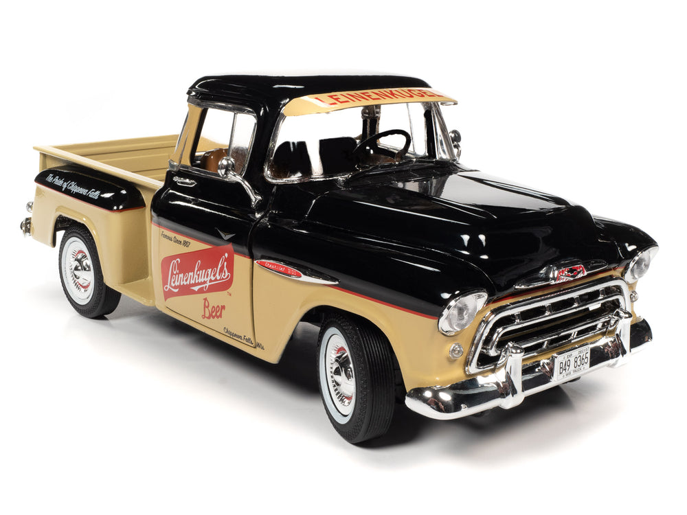 Auto World 1957 Chevrolet 3100 Stepside Pickup Truck Leinenkugel's 1:18 Scale Diecast