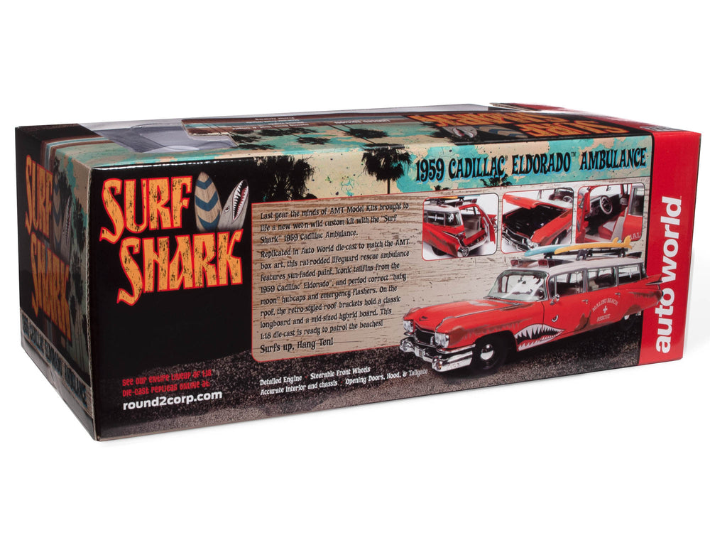 Auto World 1959 Cadillac Eldorado Ambulance Surf Shark 1:18 Scale Diecast (118 SALE)