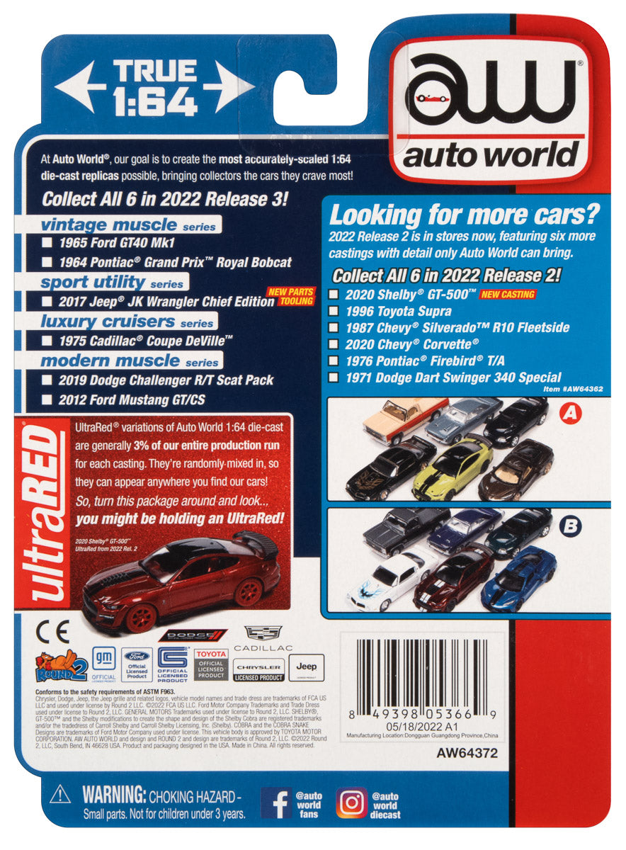 Auto World 2012 Mustang GT/CS (Yellow Blaze Tricoat w/Black GT/CS Side Stripes) 1:64 Diecast