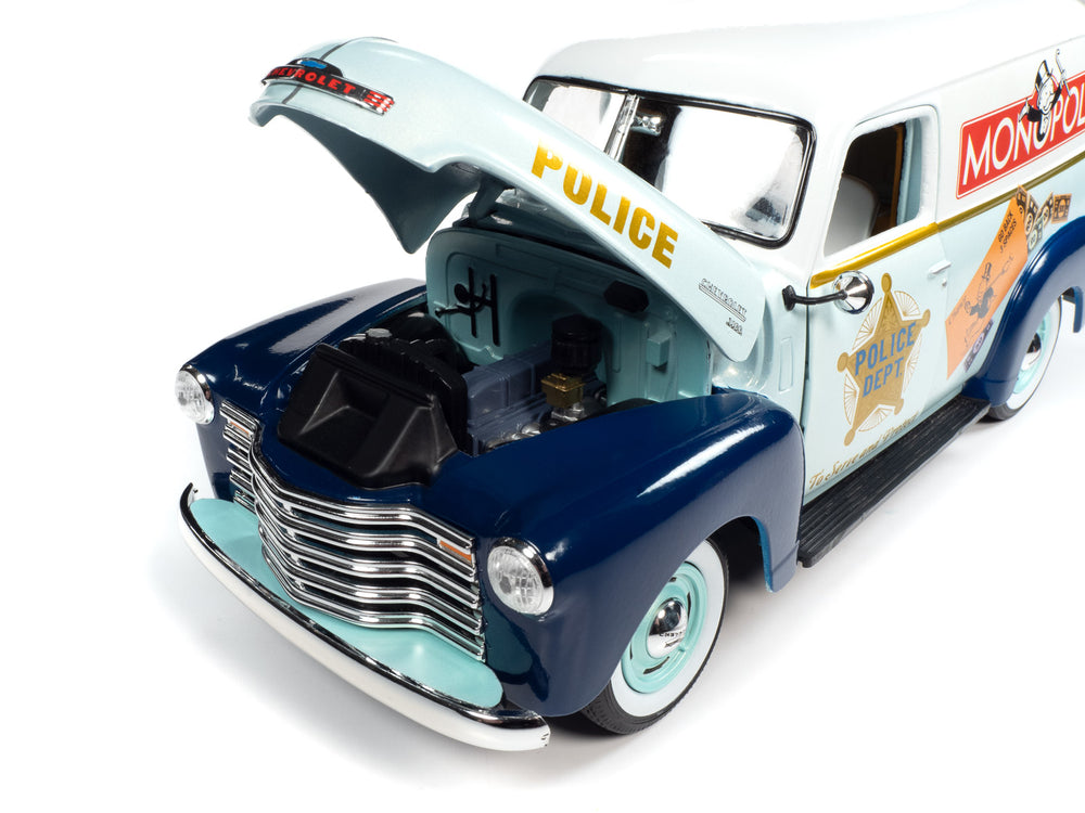 Auto World Monopoly 1948 Chevrolet Panel Delivery w/ Resin Figure 1:18 Scale Diecast