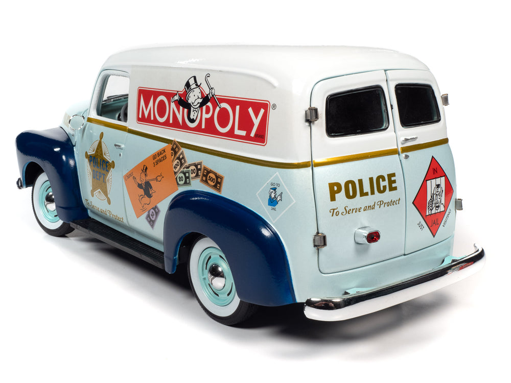 Auto World Monopoly 1948 Chevrolet Panel Delivery w/ Resin Figure 1:18 Scale Diecast