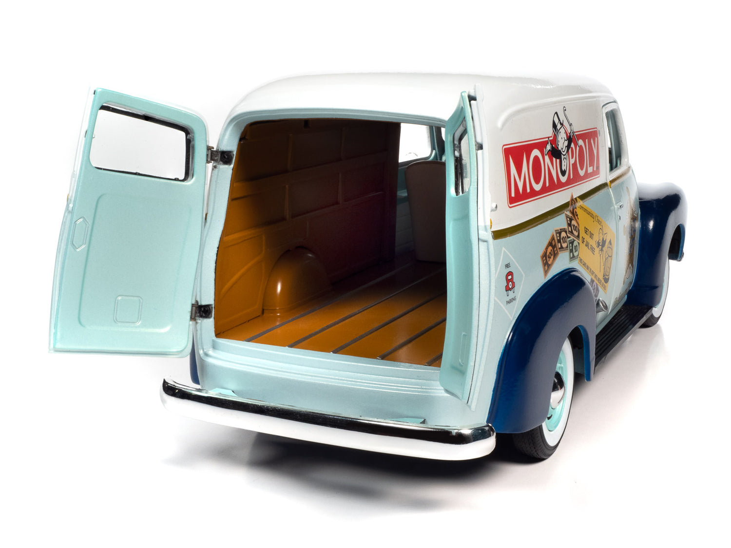 Auto World Monopoly 1948 Chevrolet Panel Delivery w/ Resin Figure 1:18 Scale Diecast